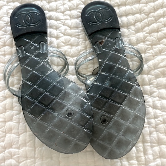 CHANEL Camellia Blue Jelly Thong Sandal, size 38 - Picture 3 of 4